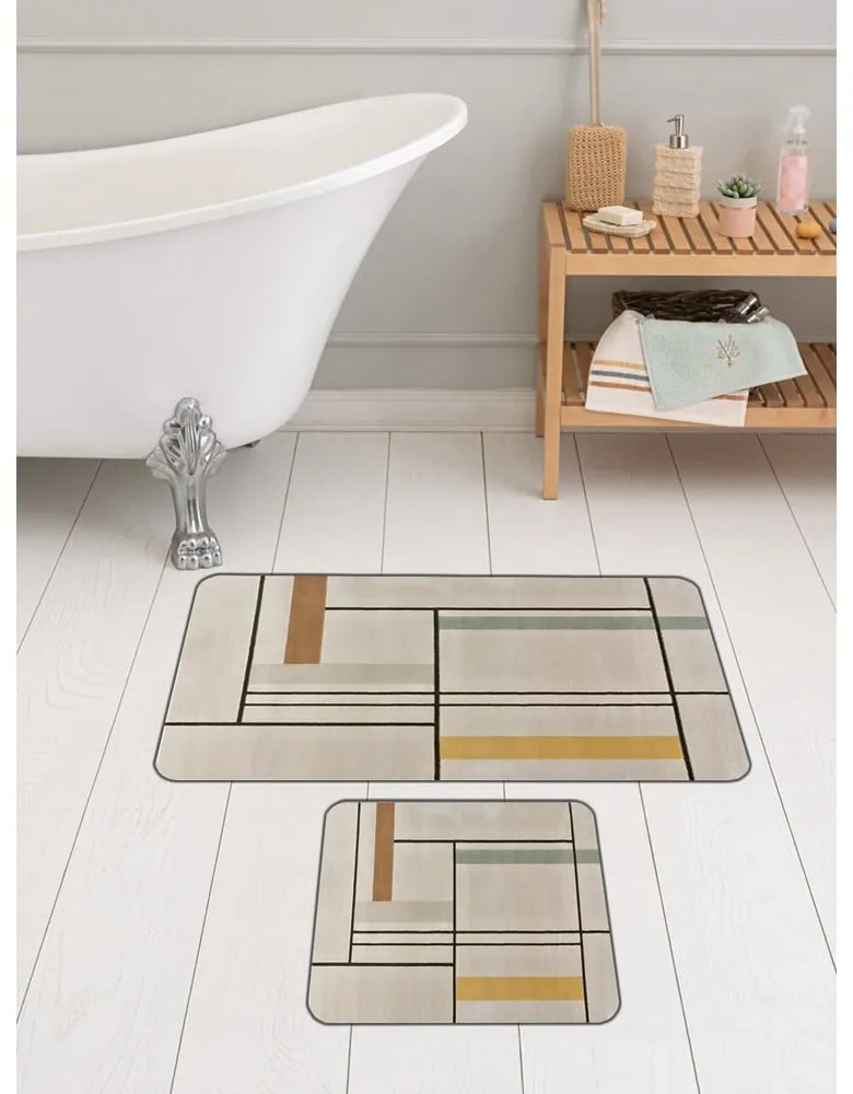 Világosbarna fürdőszobai kilépő szett 2 db-os 60x100 cm – Mila Home