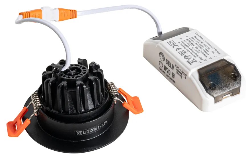 Süllyesztett spotlámpa fekete 6,8 cm LED-del 545 lm szabályozható IP65 - Gaius