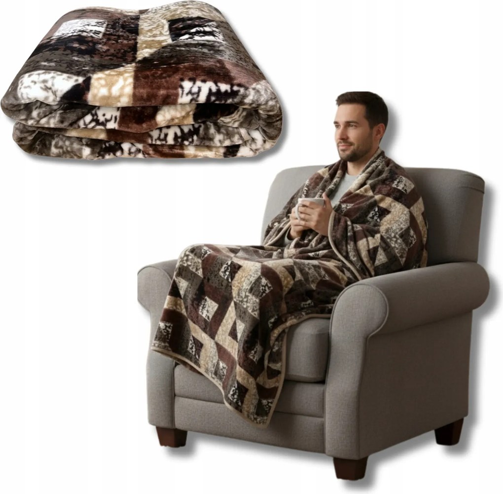 Takaró Ágytakaró 160x200 Barna Vastag Nagyon Meleg Húsos Akril Bőrönd