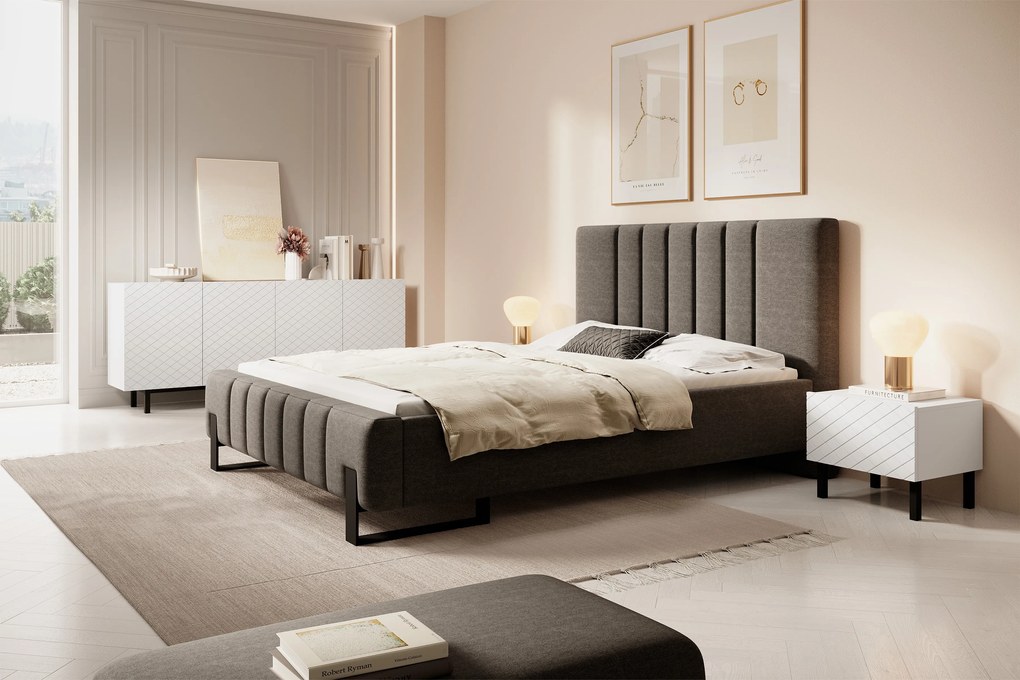 Scalia II 50 1SZ éjjeliszekrény készlet 2 db - fehér matt / fekete lábak