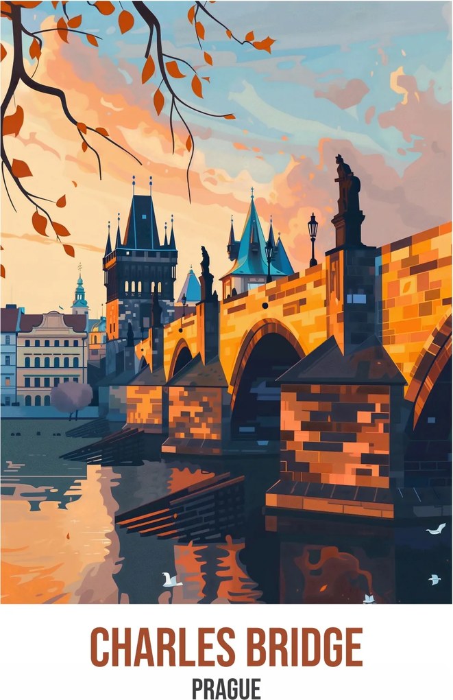 Poszter 40x55cm Károly-híd, Prága