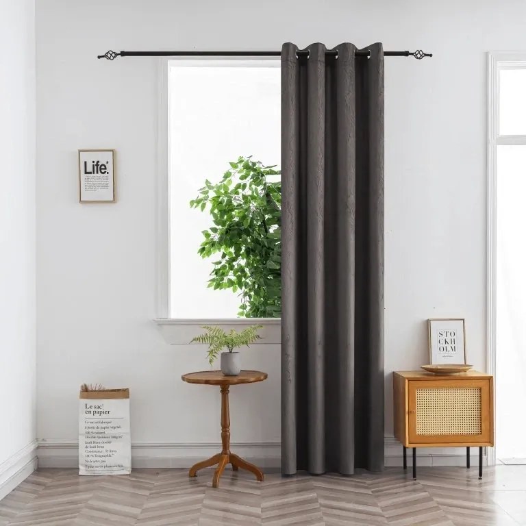 Sötétítő függöny DUNES VELVET 140x250 cm, sötétszürke Felfüggesztés: Hullámos sínszalag
