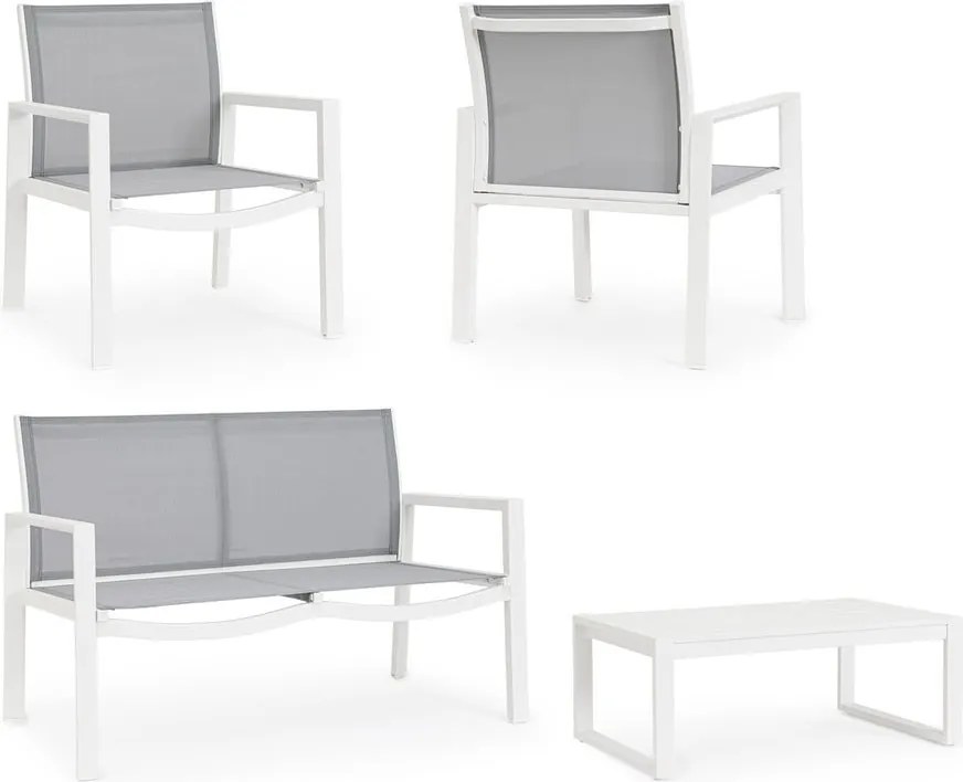 Fehér alumínium négyszemélyes kerti lounge szett Kallen – Bizzotto