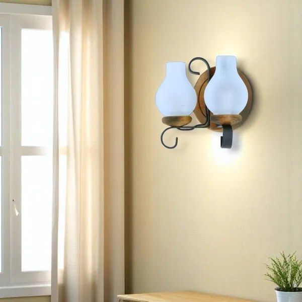 Brilagi - Fali lámpa ROATA APLICA 2xE14/40W/230V bükkfa