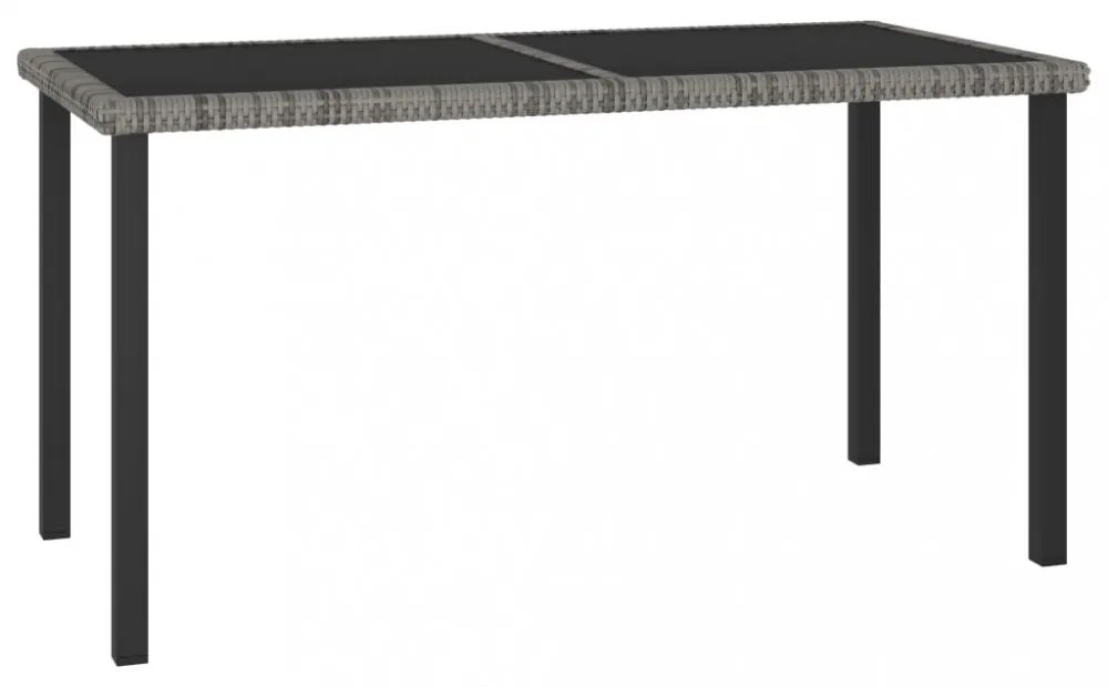 szürke polyrattan kerti étkezőasztal 140 x 70 x 73 cm