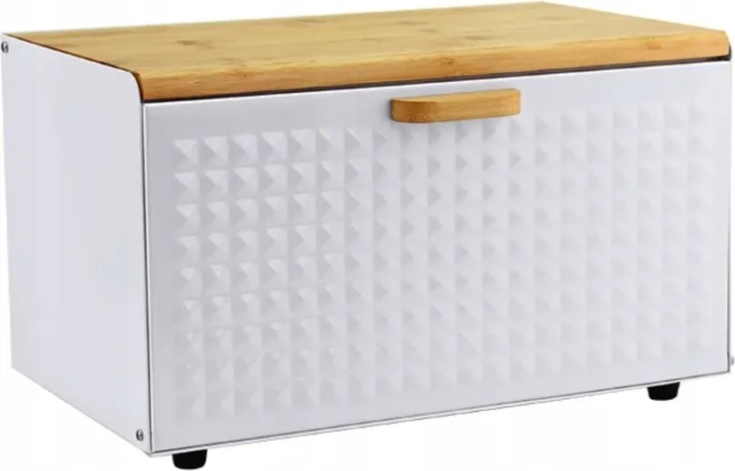 Kenyértartó bambusz fedéllel, fehér