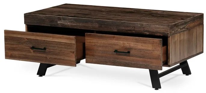 Dohányzóasztal 120 × 60 × 48 cm, tömörfa, öregfa AHG-536 PINE