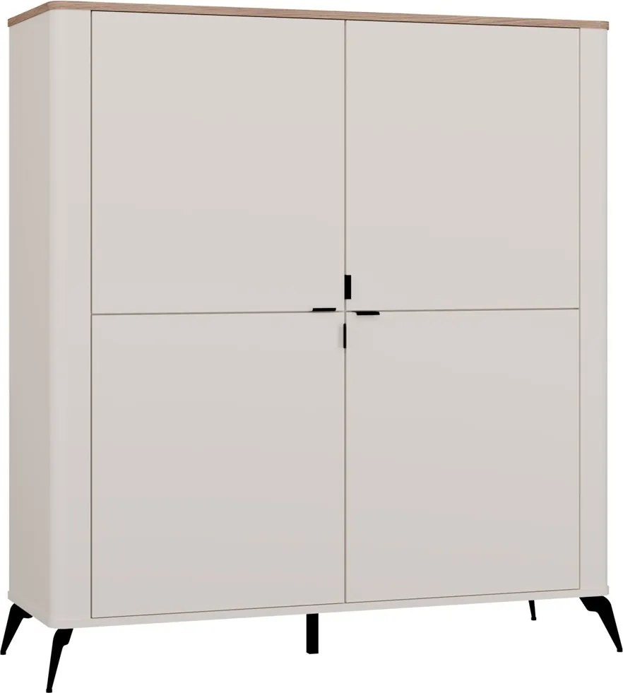 Aldabra CORDOBA 4S komód 125x43x135 cm, kasmír, fekete lábakkal