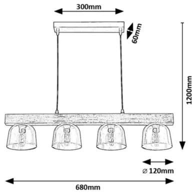Rabalux 3120 - Csillár zsinóron CARDAMON 4xE14/40W/230V
