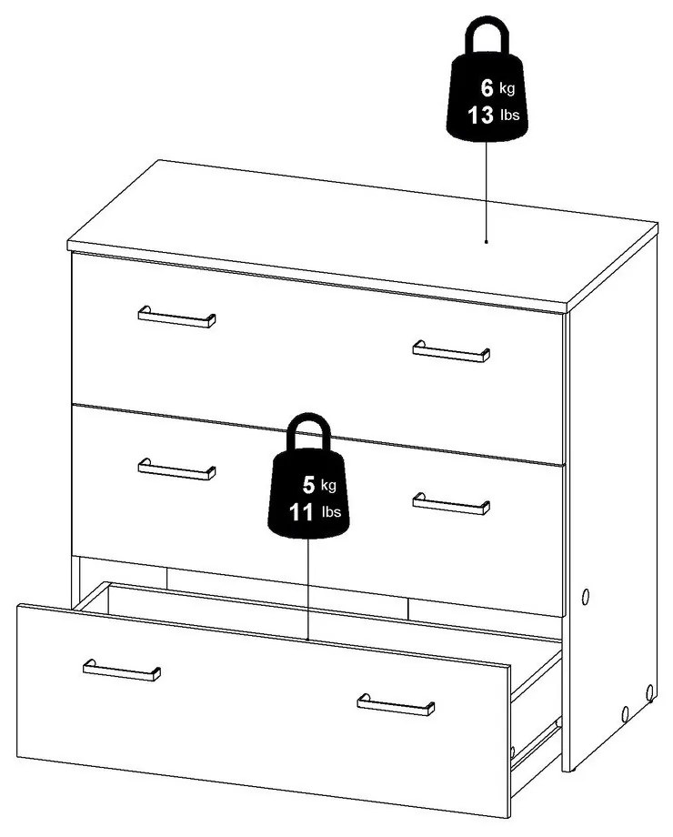 Fehér alacsony komód 74x70 cm Space – Tvilum