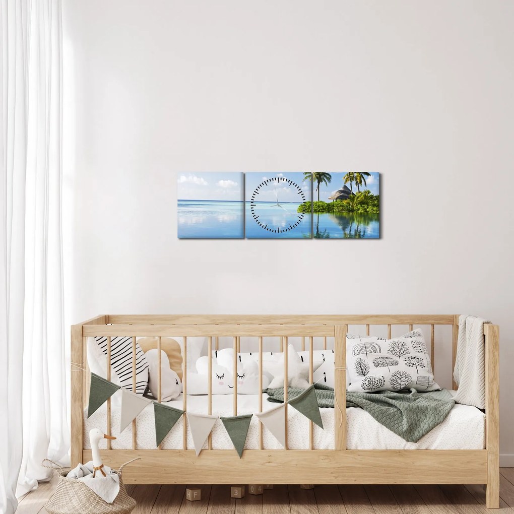 Kép - Trópusi sziget (órával) (90x30 cm)