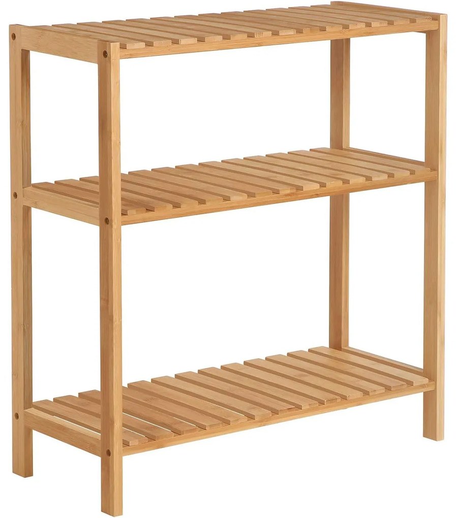 Bambusz fürdőszoba polc, tároló polc 60 x 26 x 66 cm, natúr