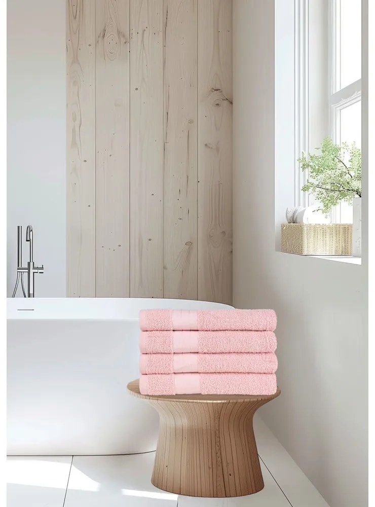 Rózsaszín frottír pamut törölköző szett 4 db-os 50x100 cm – Good Morning