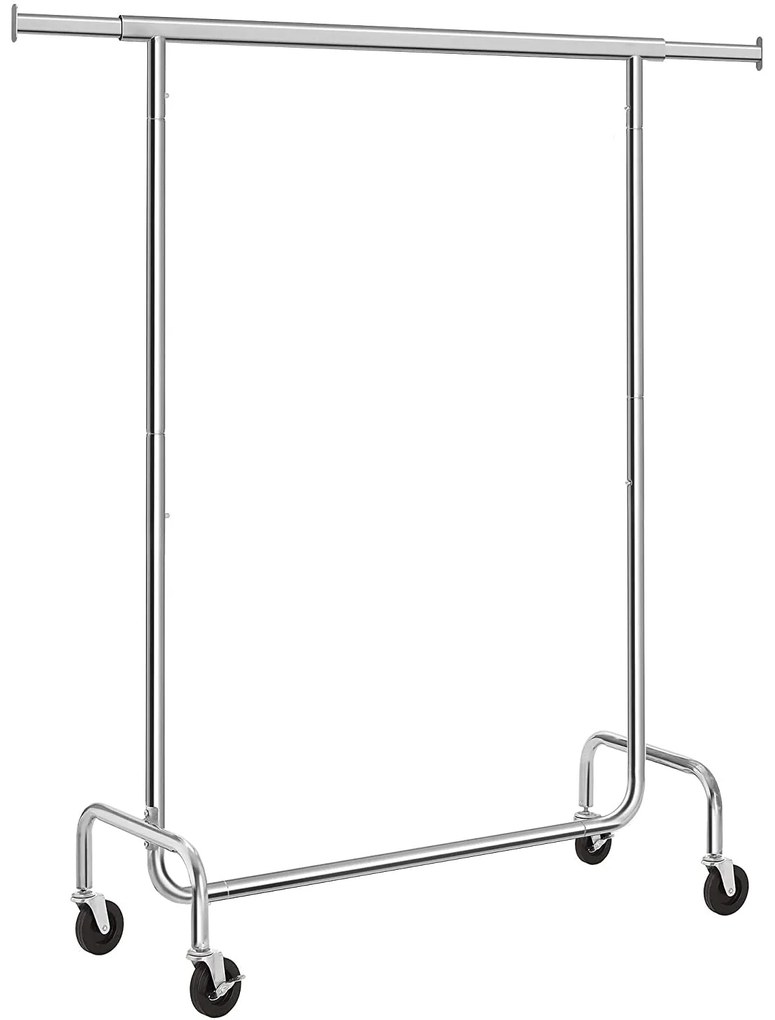 Nagy teherbírású fém ruhatartó kerekekkel, 130 kg-ig terhelhető,  hossza 110-150 cm
