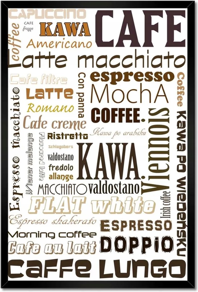 Poszterek keretben 40x60 Kávé típusok