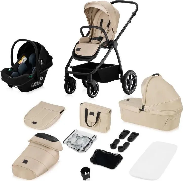 Lionelo - Kombinált 3 az 1-ben babakocsi MERIL homokbézs