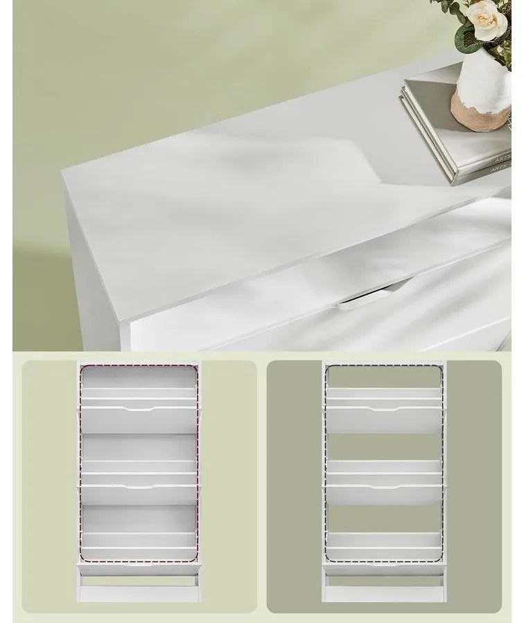 Cipős szekrény 3 csuklós ajtóval, cipőtartó, 24 x 60 x 139 cm, felhőfehér