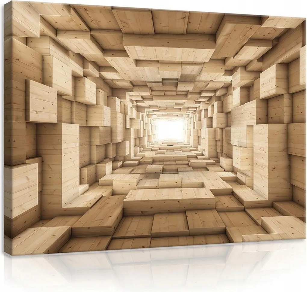 Vászonkép 60x40 Alagút 3D fa absztrakt geometria perspektíva mélység