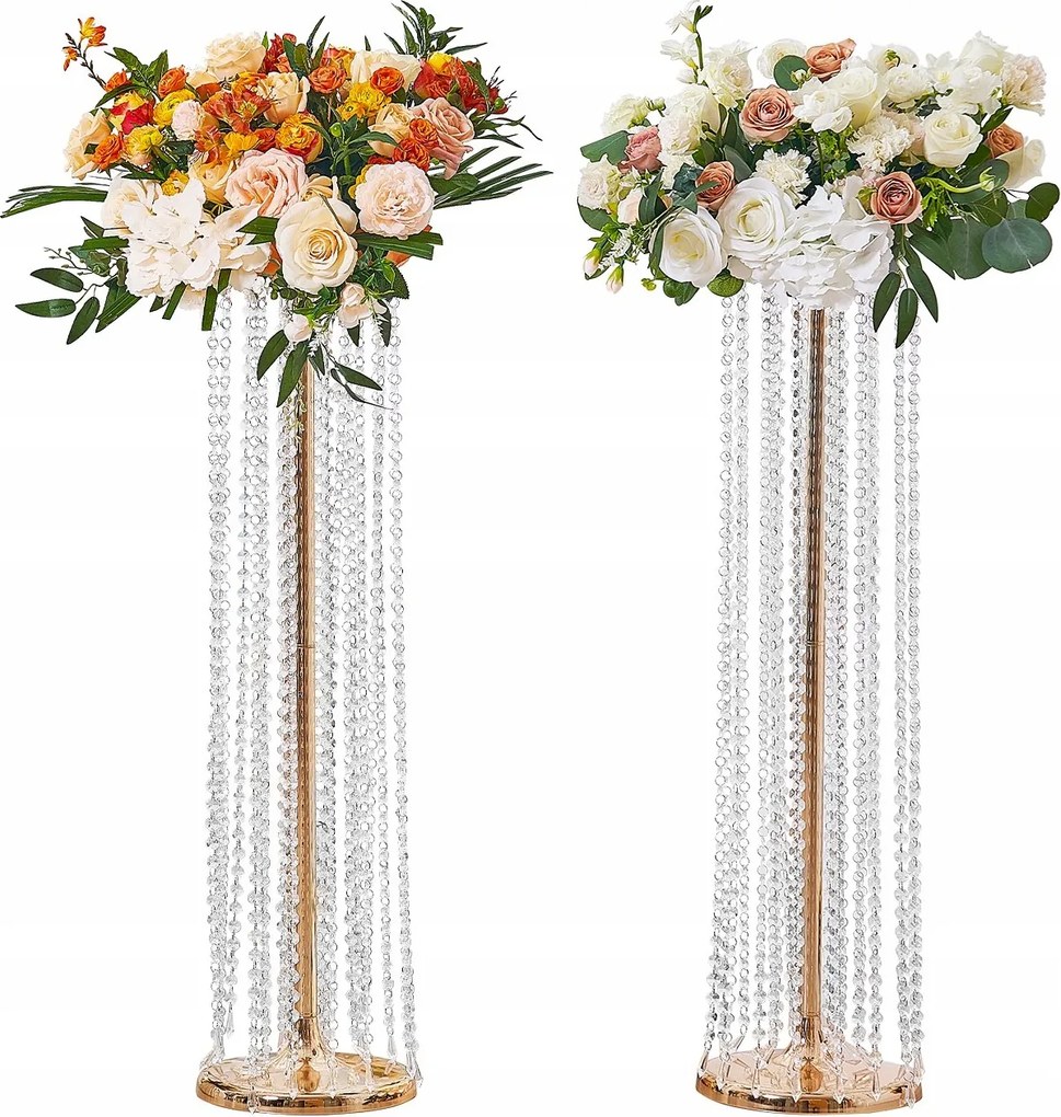 Esküvői terem állvány arany színű esküvői virágtartó 2 db