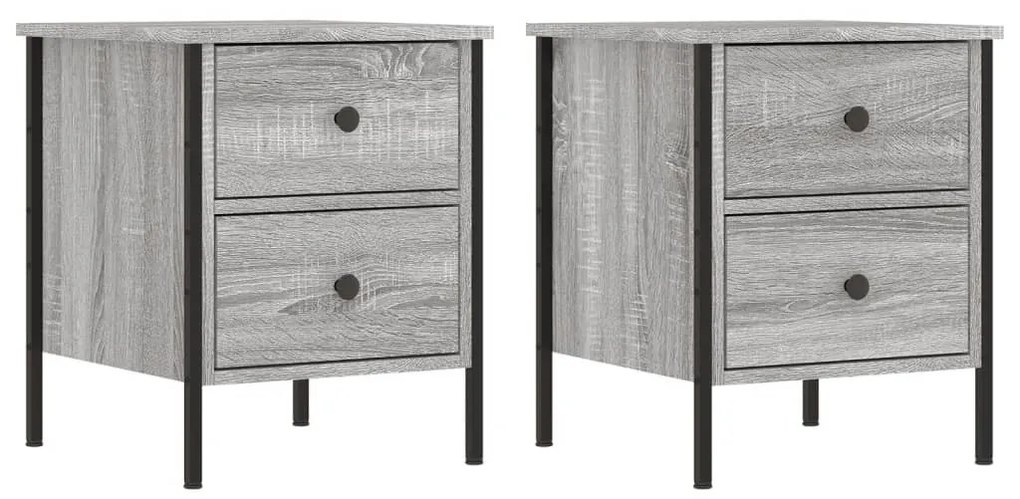 2 db szürke sonoma színű szerelt fa éjjeliszekrény 40x42x50 cm