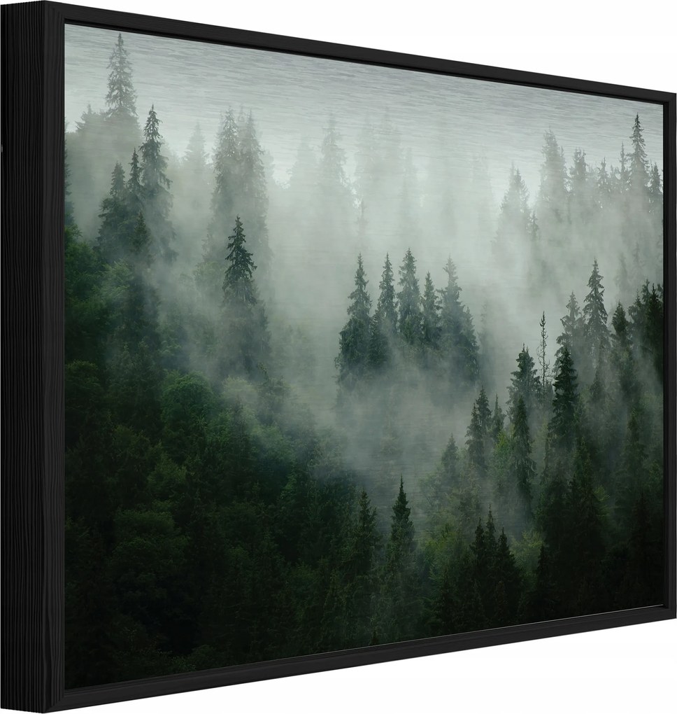 Fém Kép Fekete Erdő Fák Köd Loft Fürdőszoba Konyha 120x80