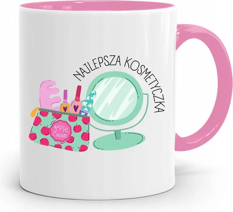 Rózsaszín Bögre Kozmetikusnak A Legjobb Kozmetikai Táska fényképes nyomtatással