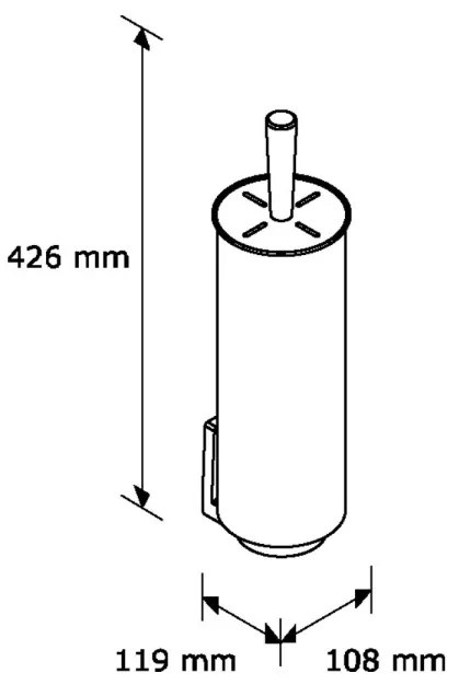 WC-kefe fedett fali állvánnyal II, matt rozsdamentes acél