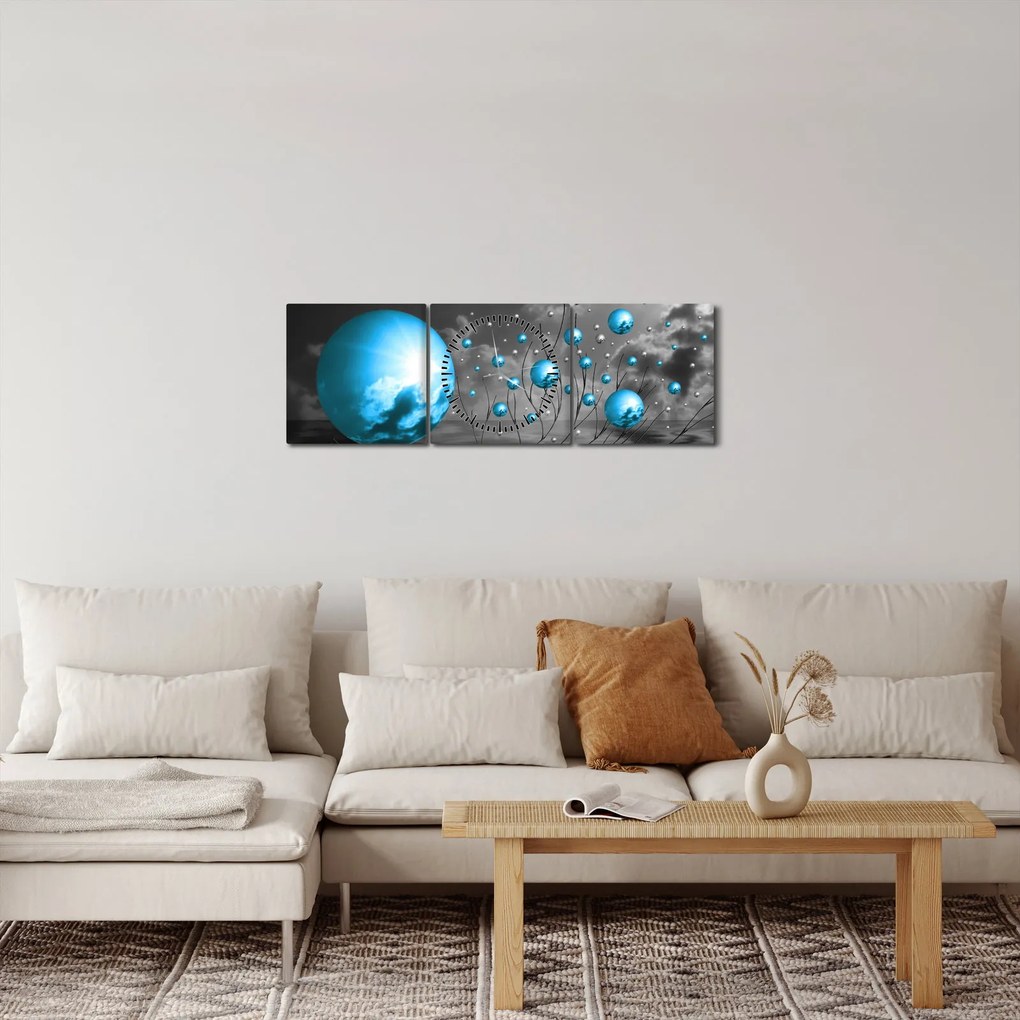 Sötétkék gömbök képe (órával) (90x30 cm)