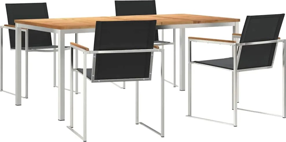 vidaXL Kert étkező szett 5 pcs Barna Tömör Teakfa