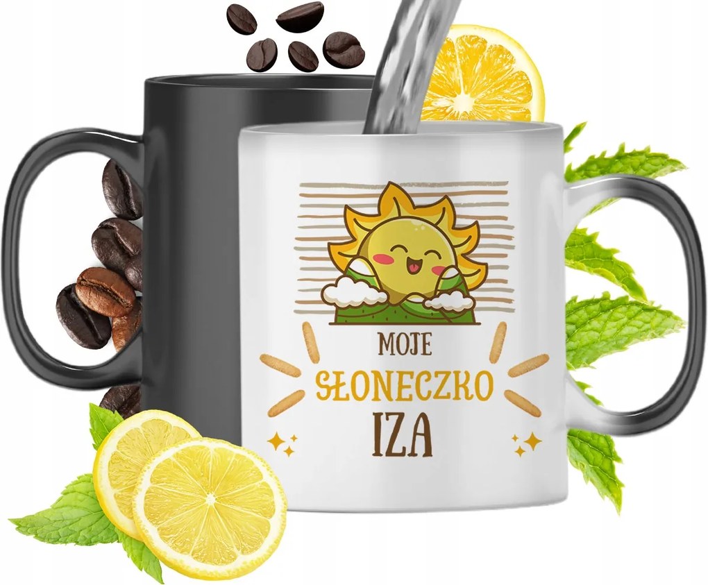 Mágikus bögre Iza számára fekete matt nyomott mintával 330ml