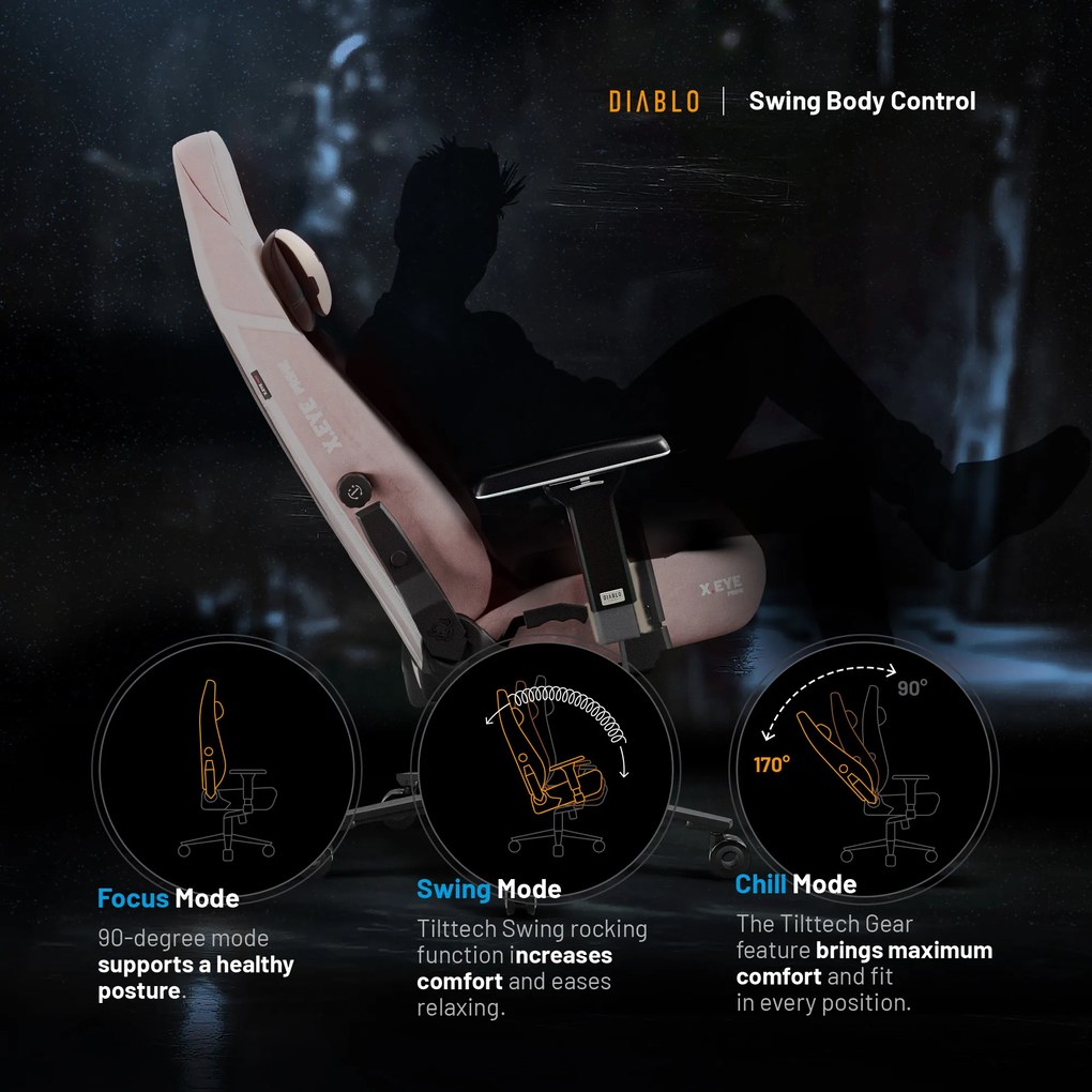 Gamer szék Normal Size fekete-rózsaszín: Diablo X-Eye Prime Akira Pink