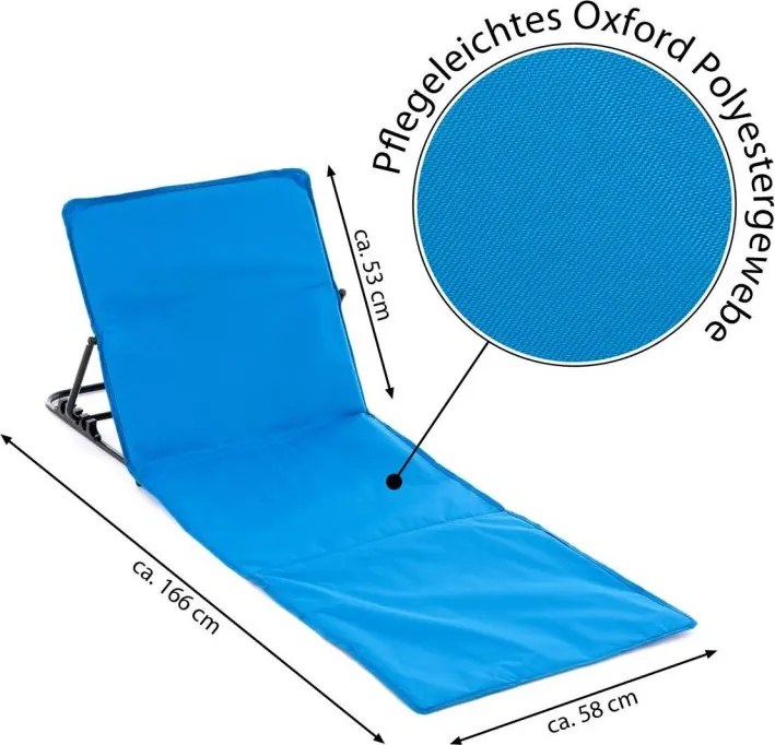 Állítható strandszőnyeg háttámlával 2 db kék