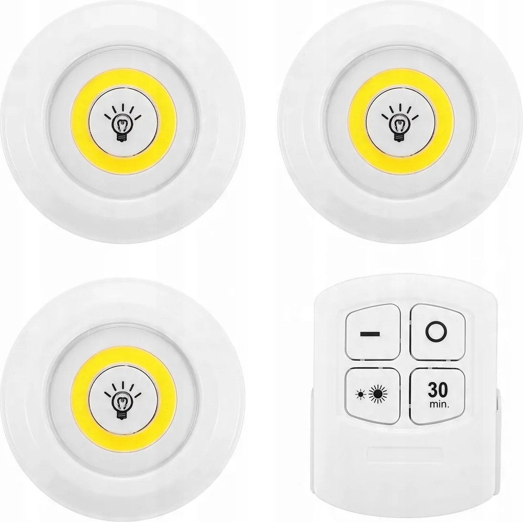 3 Db-os Vezeték Nélküli Led Cob Lámpa Szett Távirányító