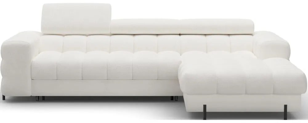 Krémszínű buklé kinyitható-tárolóhelyes sarokkanapé (jobb oldali-heverő résszel) Felro – ELTAP