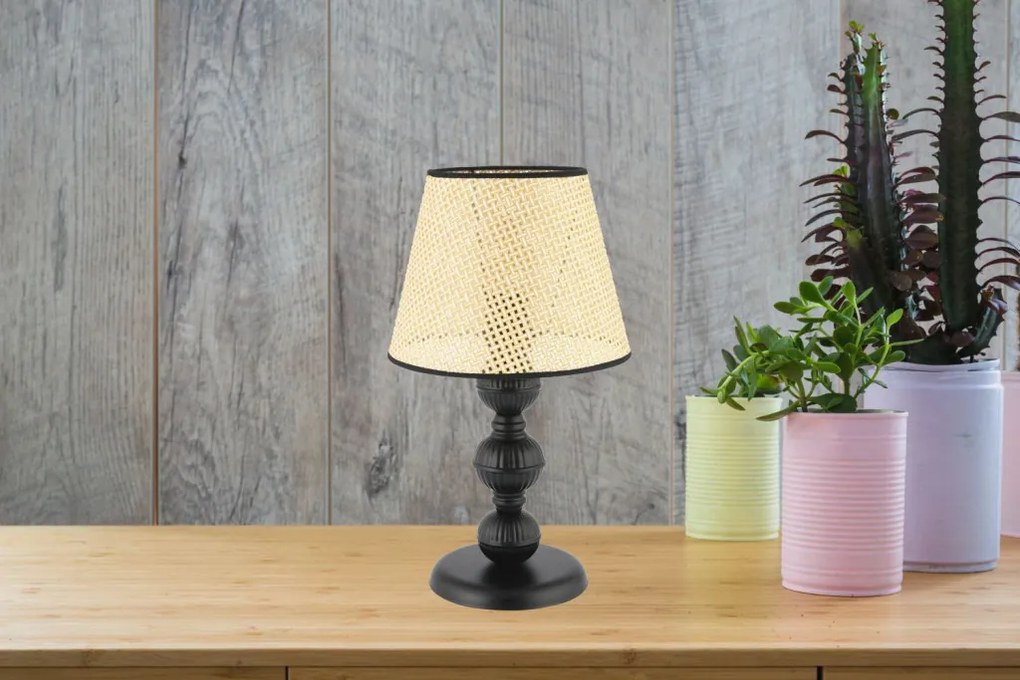 Fém éjjeli lámpa, bézs-fekete, 20 cm – TR390FLH2705
