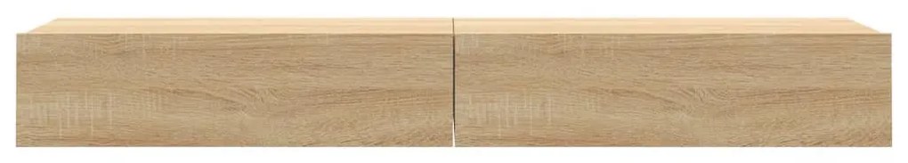 2 db sonoma tölgyszínű TV-szekrény LED-lámpákkal 60x35x15,5 cm