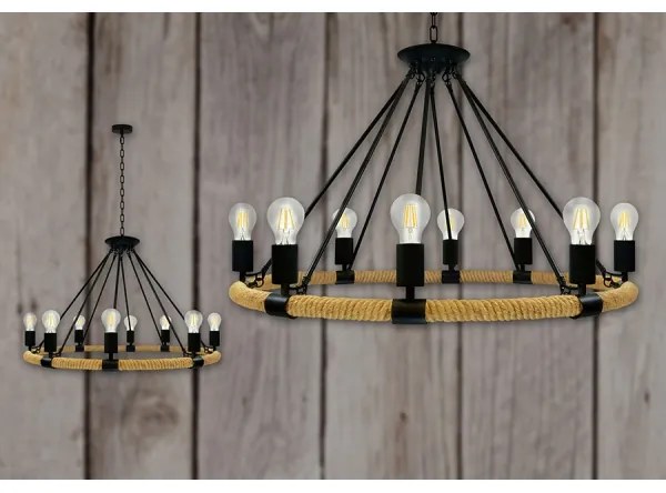 LED Csillár láncon ROPE ARTHUR 8xE27/6W/230V