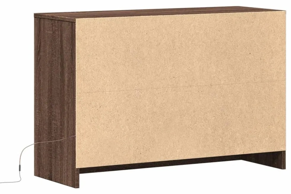 barna tölgy színű szerelt fa LED-es TV-szekrény 91x34x61 cm