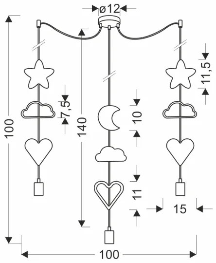Gyermek függőlámpa zsinóron TRIO 3xE27/20W/230V sárga/fehér/rózsaszín