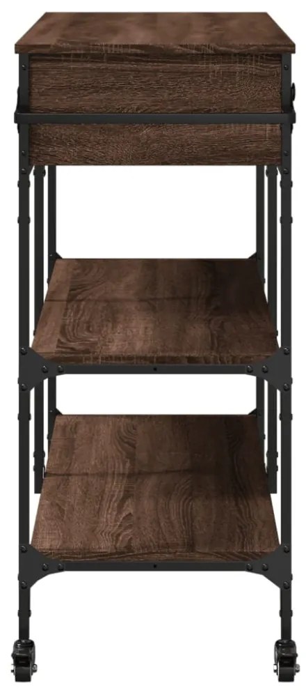 barna tölgyszínű szerelt fa konyhai kocsi 105 x 42 x 95 cm