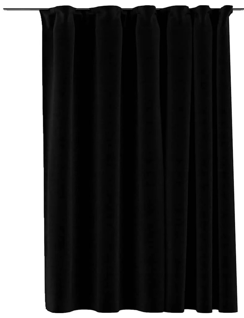 vidaXL 2 db fekete vászonhatású sötétítőfüggöny kampókkal 290 x 245 cm