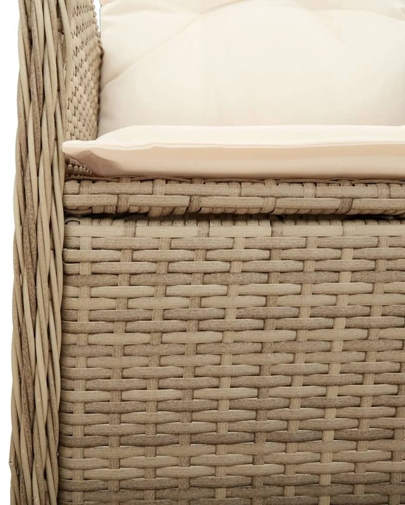 9 részes bézs polyrattan kerti bisztrógarnitúra párnákkal