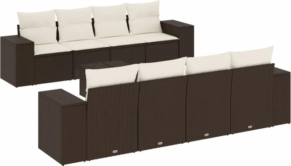 vidaXL 9 részes barna polyrattan kerti ülőgarnitúra párnákkal