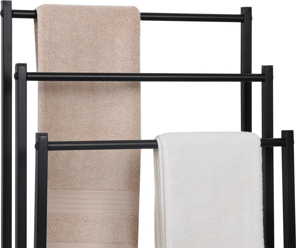 Törölközőtartó állvány, fekete, POLDO