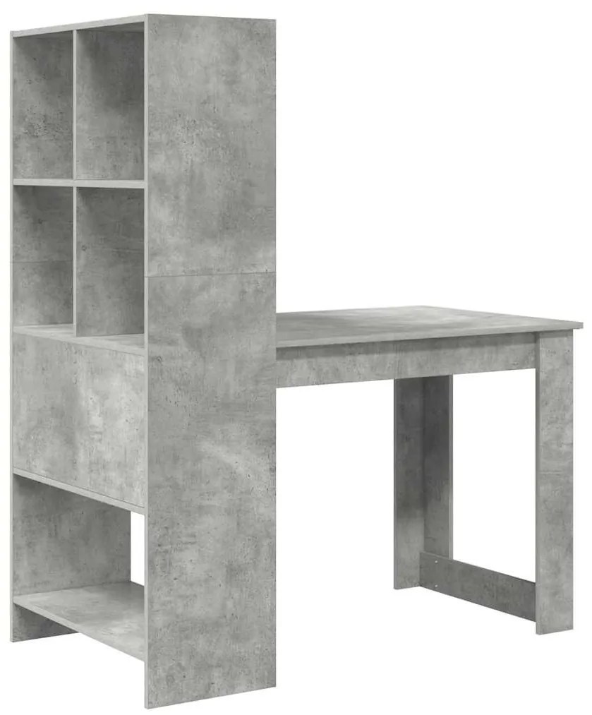 Asztal polcokkal Beton Szürke 122 x 67 x 145 cm Faanyag