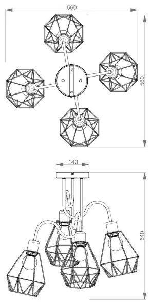 Felületre szerelhető csillár BERGEN 4xE27/60W/230V