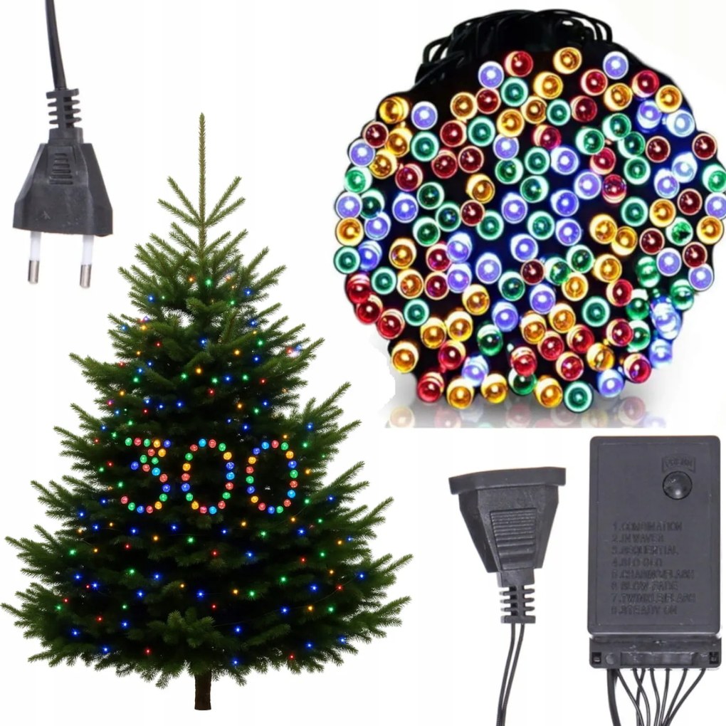 Karácsonyfa Lámpák Erős 300 Led Többszínű Programozó