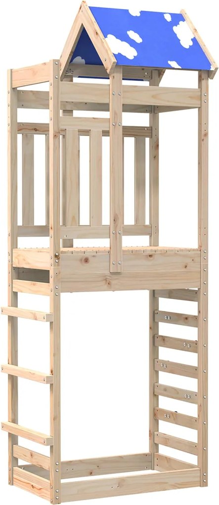 vidaXL Játék Torny Barna 85 x 52,5 x 239 cm Tömör fenyőfa