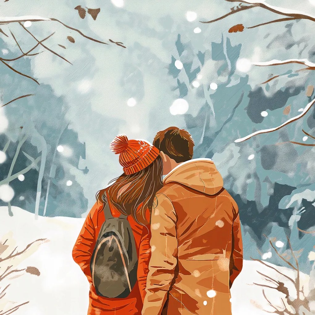 Poszter 50x50cm Együtt a hóban