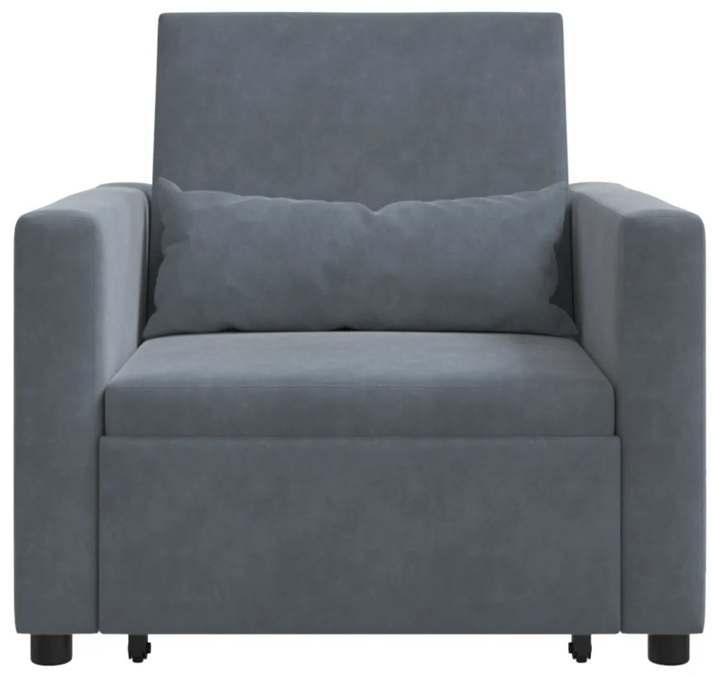 Egyszemélyes kanapéágy Sötétszürke 90 x 165 x 87 cm Bársony